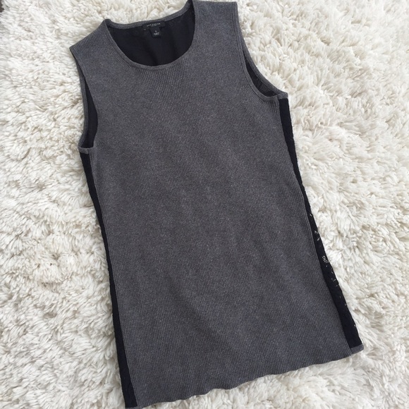 Ann TaylorGrey Cotton with Black Lace Camisole Top - Picture 1 of 6